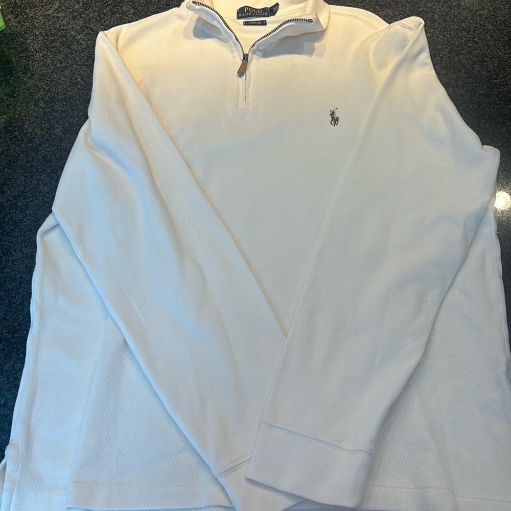 Men’s white sweater estate rib large